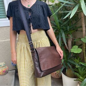 Dark Brown Coach Large Leather Messenger Bag